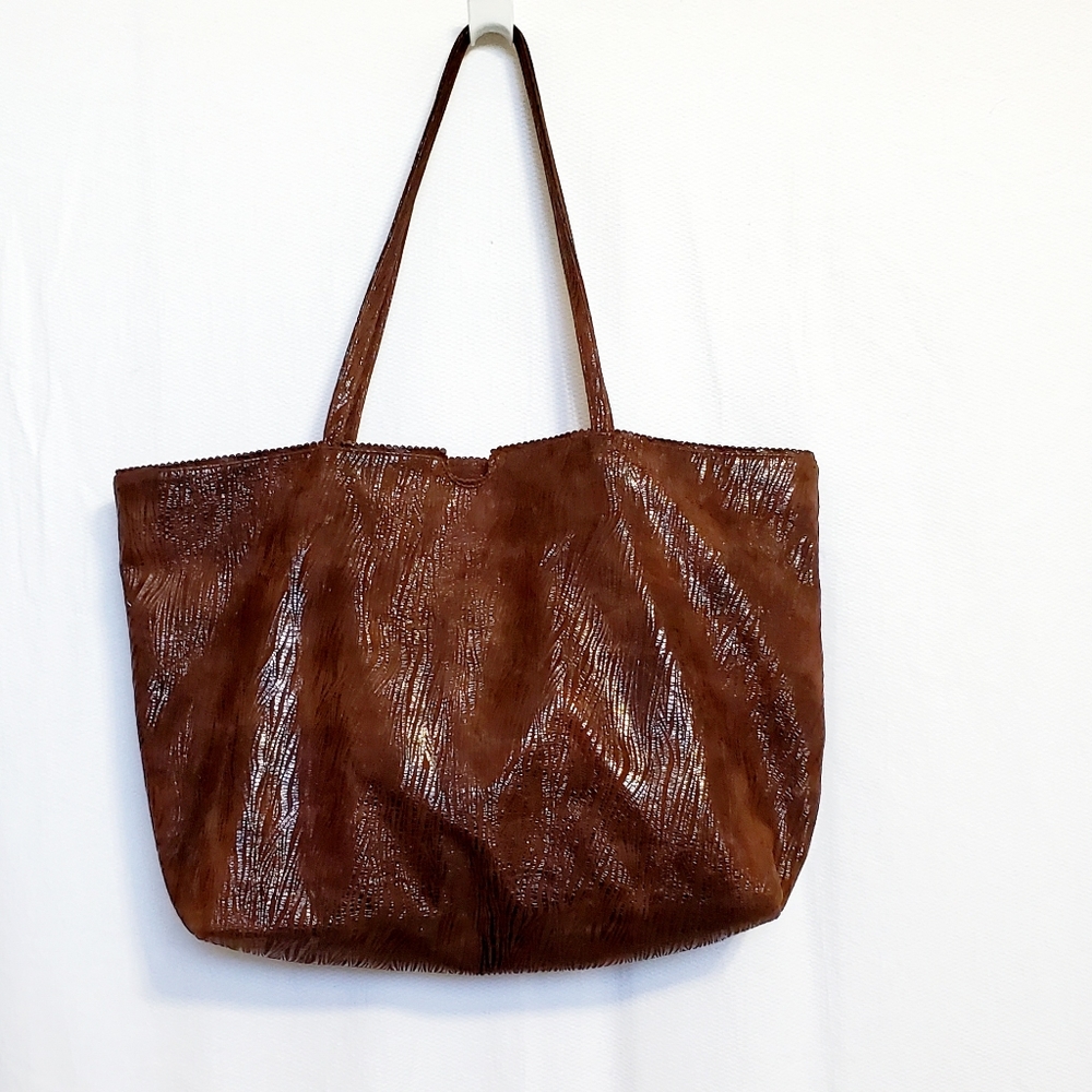 Carlos Falchi Fatto A Mano Embossed Tote Bag